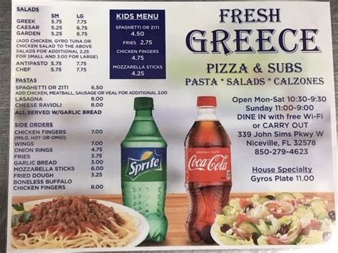 fresh greece niceville menu|fresh greece niceville fl menu.